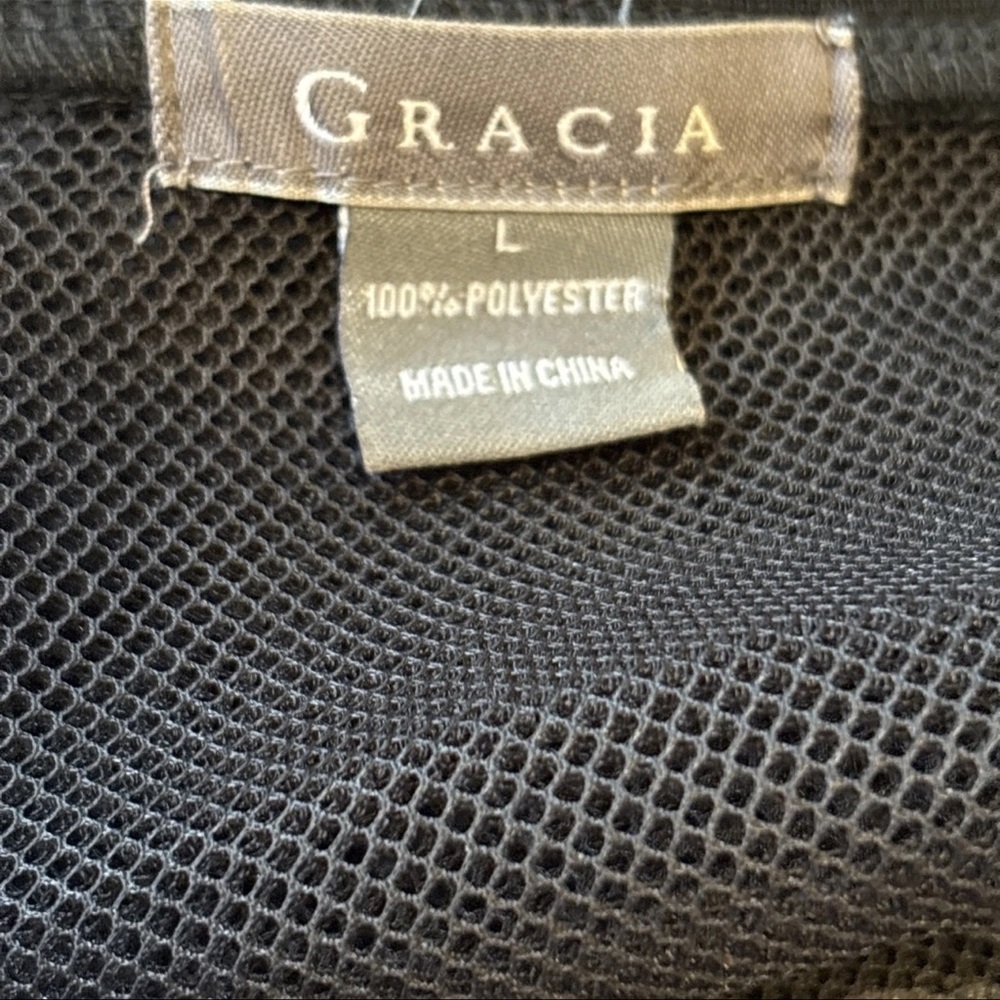 GRACIA Women’s Sexy Black Faux Leather Mermaid Scales MESH Blouse Size L - Picture 16 of 16